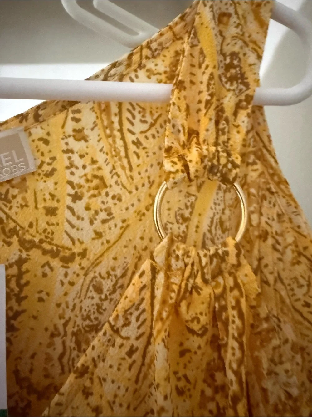 Michael Kors Yellow Paisley V-Neck Blouse cold shoulder blouse  NWT